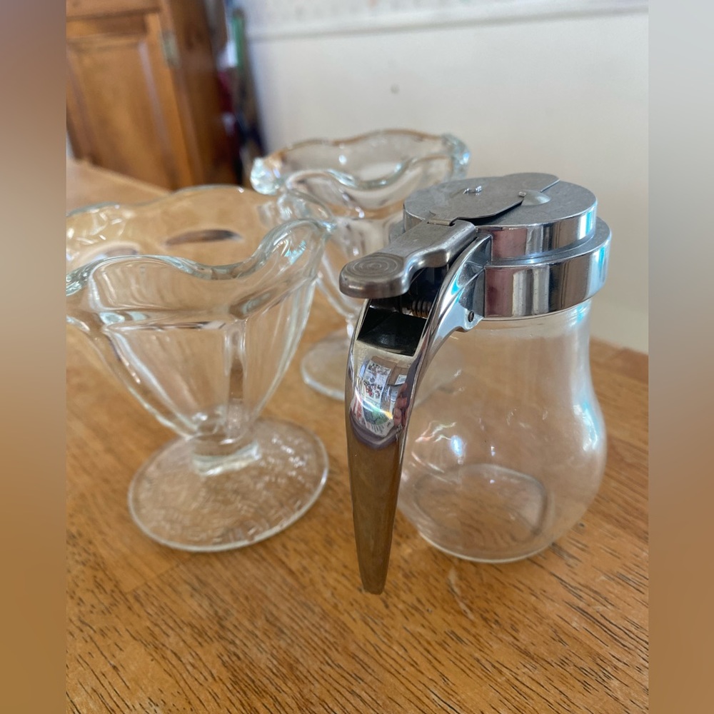 Icecream and syrup/milk dispenser glass